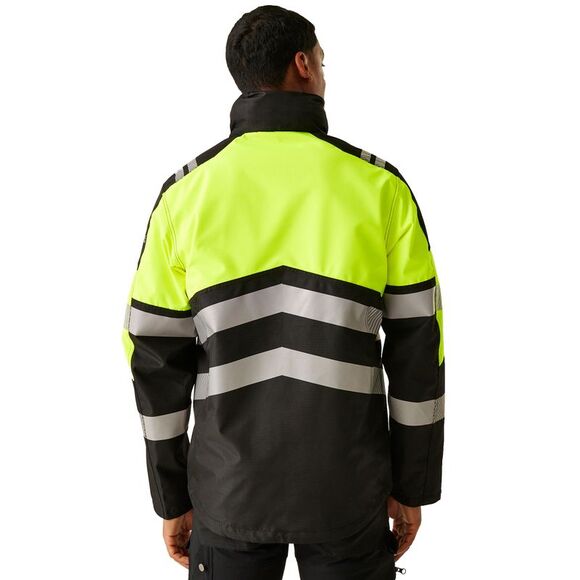 Regatta Professional Mens High-Vis Waterproof Jacket / Black/Yellow
